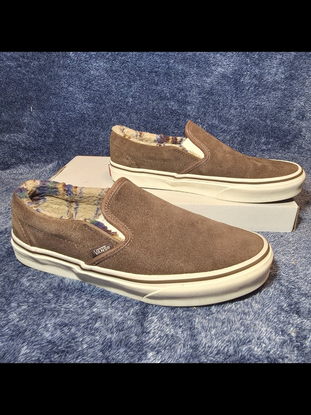 Vans Classic Slip-On Sherpa Sneakers "Rain Drum / Marshmallow"